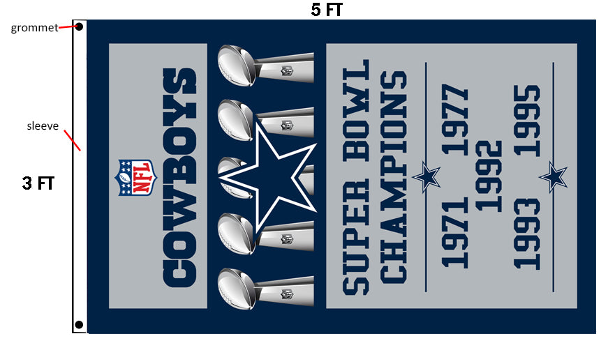 Dallas Cowboys Custom Your Text Flag 3ft x 5ft –